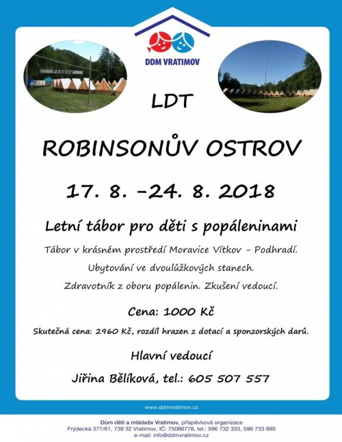 LDT Robinsonův ostrov - popáleniny